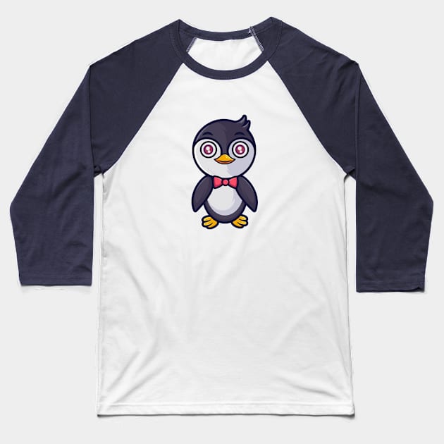 Cute Little Penguin Back to School Baseball T-Shirt by onama.std